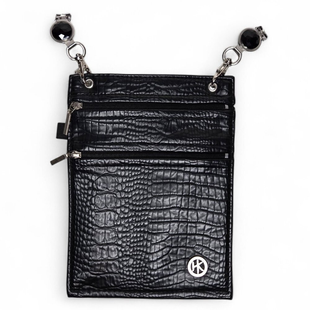 Hipklips Croc Embossed Faux Leather Hip Pouch Jewel Studded Travel Minimalist